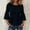 Black, variant on ZGRBOU Women's Cotton Linen Summer Tops 3/4 Bell Sleeve Eyelet Peplum Top Ruffled Hem Gauze Loose Fit Beach Blouse