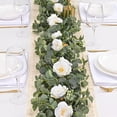 thumbnail image 6 of Pakyozj 2Packs 6.56Ft Eucalyptus Garland with Flowers - 8 White Roses, Artificial Flower Fake Rose Vine Faux Greenery for Wedding Backdrop Arch Table Wall Party Home Decor, 6 of 7