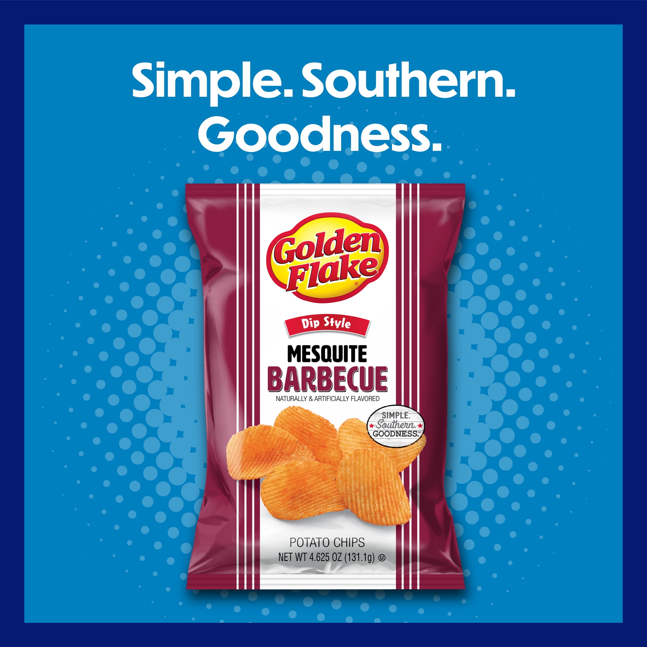(3 pack) Golden Flake Mesquite Barbecue Dip Style Potato Chips, Gluten-Free, 4.625 oz Bag
