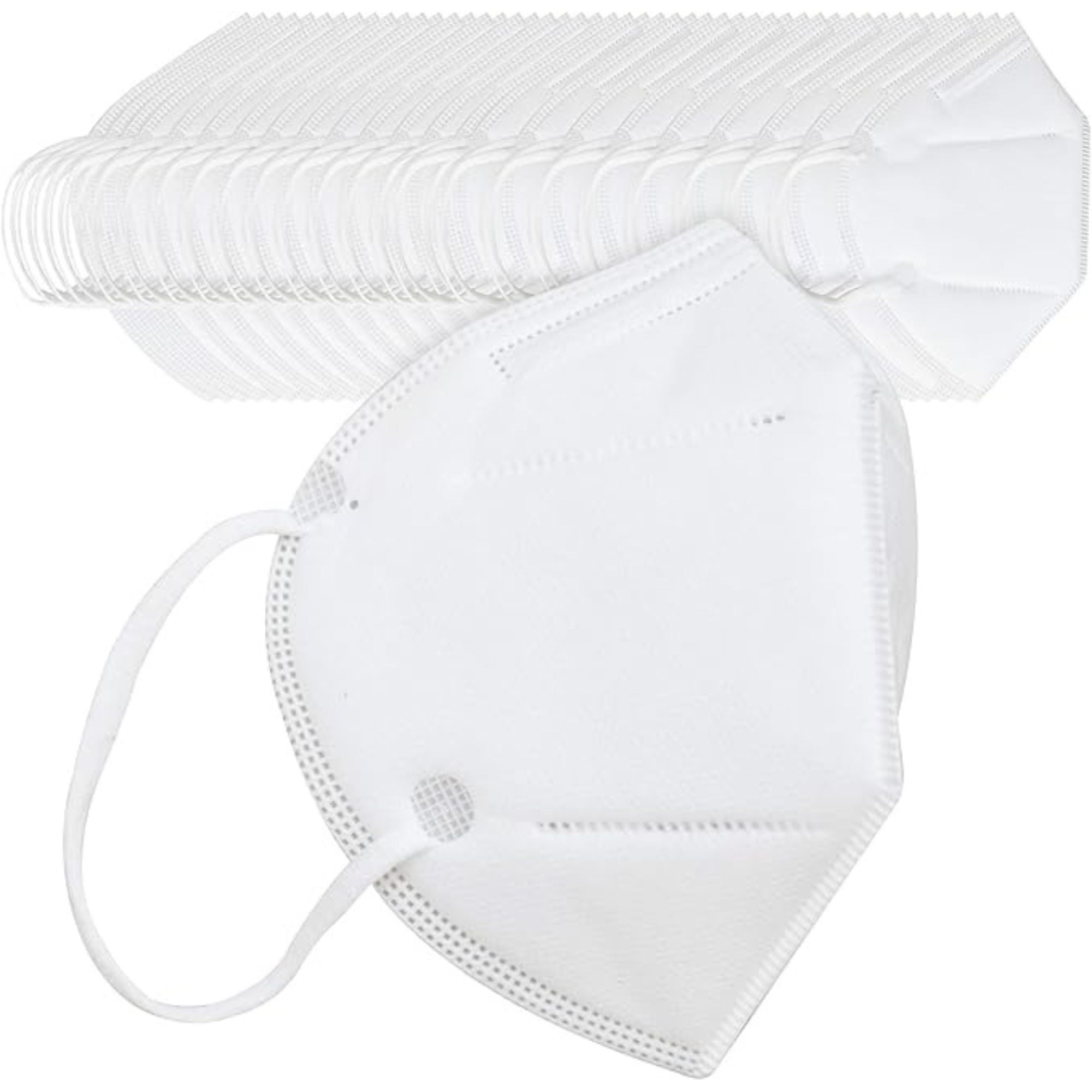 KN95 Face Masks, Bulk Pack of 100, 5-Layer Filtration, Stretchy Ear Loops, 3D Foldable Design.