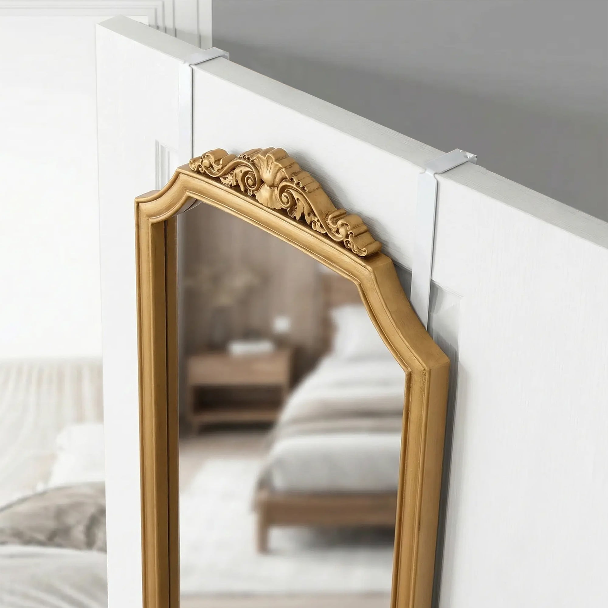 My Texas House Over-the-Door Mirror, Gold Ornate Wood Frame, 15 in x 47 in