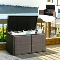 thumbnail image 3 of Costway 88 Gallon Garden Patio Rattan Storage Container Box Bin Shelf Brown, 3 of 9