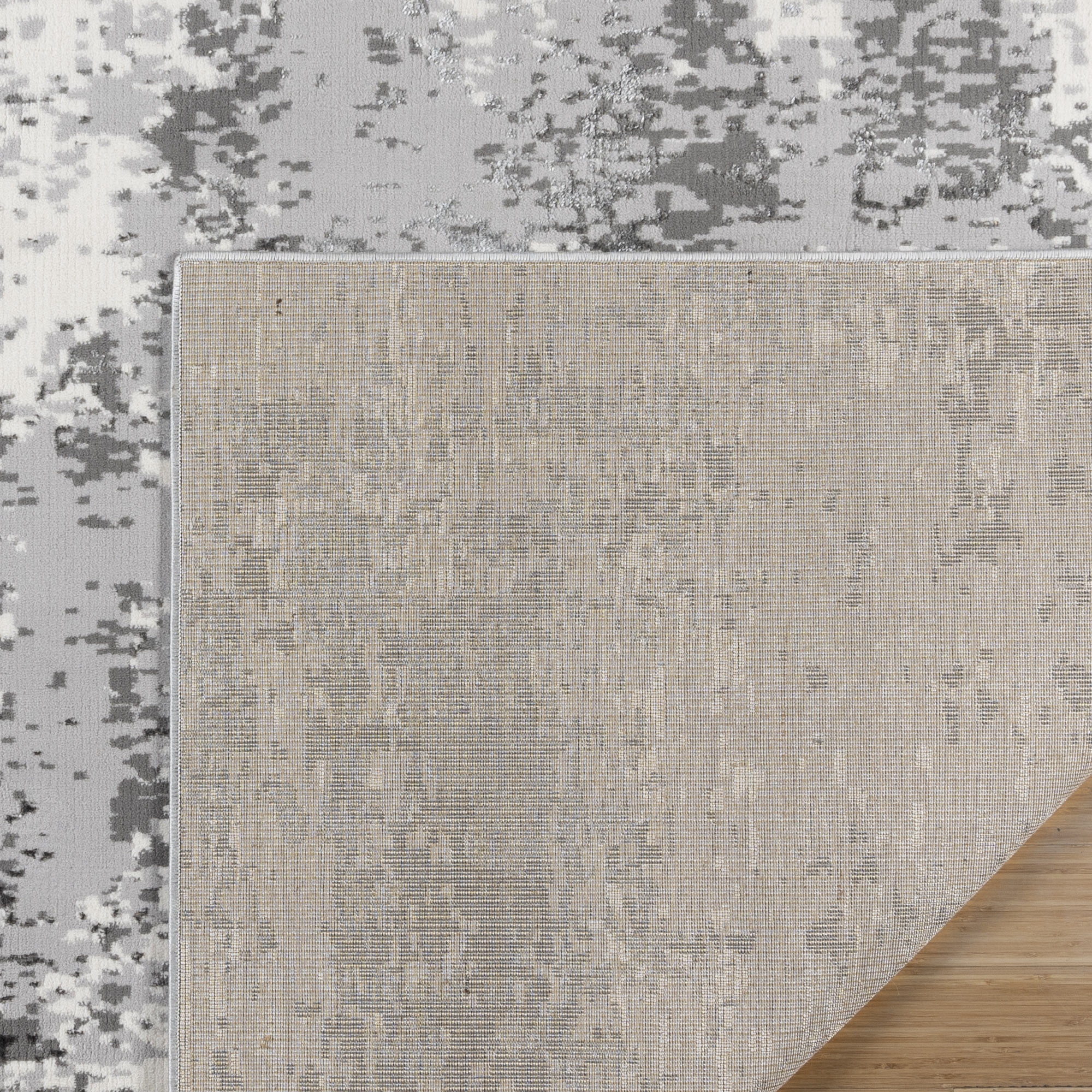 Gertmenian Braga Tiaga Modern Abstract Glam Grey Plush Polypropylene Area Rug, 6' x 9'
