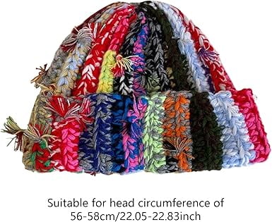 Winter Beanie,Colorful Striped Thermal Beanie,Comfortable Knitted Hat - for Winter Daily Commuting Skiing Indoor Outdoor Travel Office