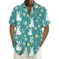 thumbnail image 4 of Mens Easter Tops Fashion Digital 3D Printed Short Sleeve Lapel Button Down School Outfits for Teachers,Sky Blue,L, 4 of 4