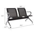 Sentado Reception Seating 2-Seat Waiting Room Chair Black Mesh Guest Reception for Airport ...