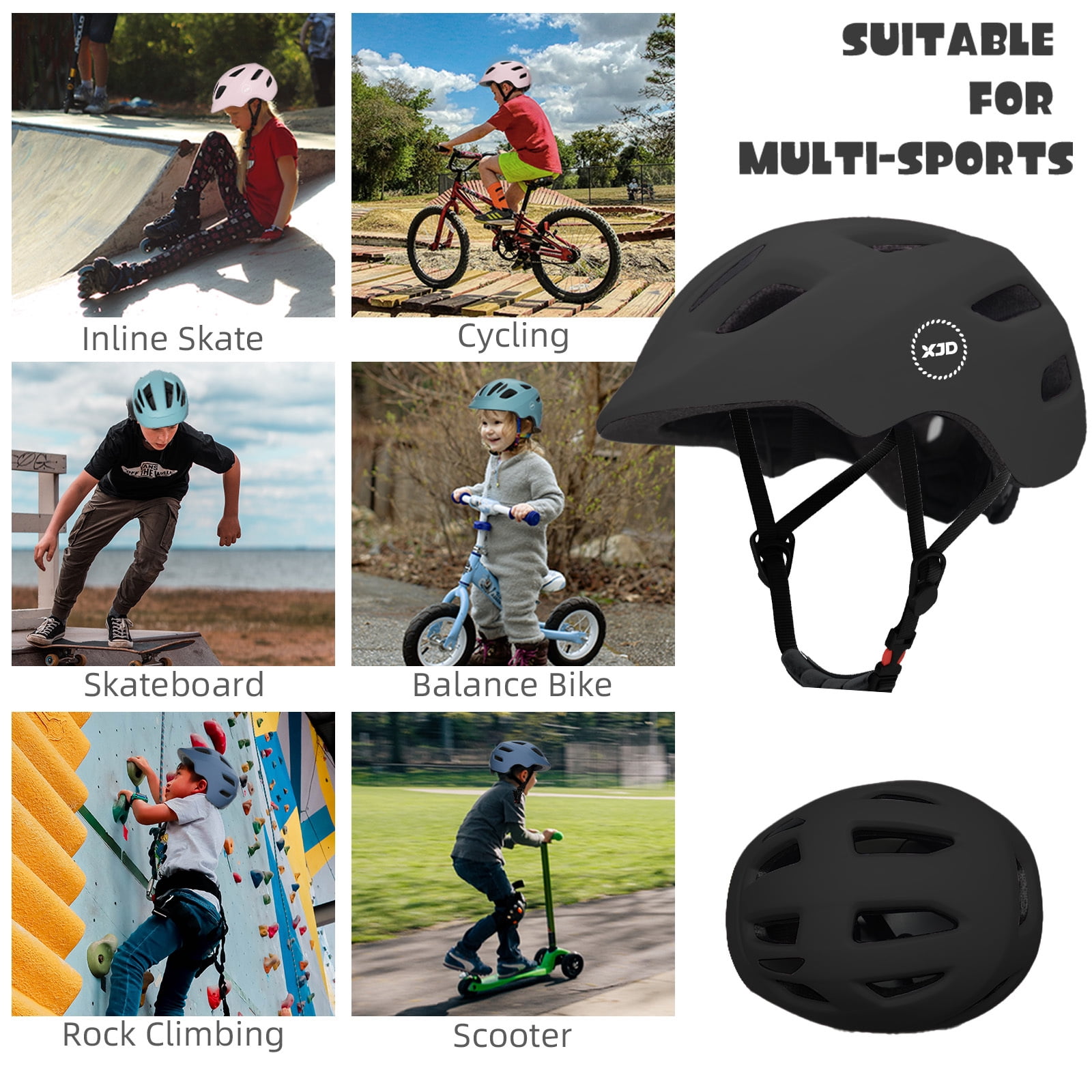 XJD Toddler Helmet Kids Bike Helmet for Boys Girls Child Age 1 and Older，Black XS