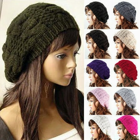 - New Women Lady Winter Warm Knitted Crochet Slouch Baggy Beret Beanie Hat Cap
