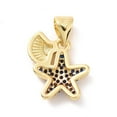 thumbnail image 2 of 5 pc Brass Micro Pave Cubic Zirconia Charms Starfish with Shell Shape Charm Real 18K golden Plated Medium Blue 13.5x13x2.5mm Hole: 3x4mm, 2 of 3