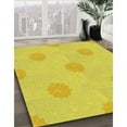 thumbnail image 3 of Ahgly Company Machine Washable Indoor Round Transitional Canary Yellow Area Rugs, 8' Round, 3 of 7
