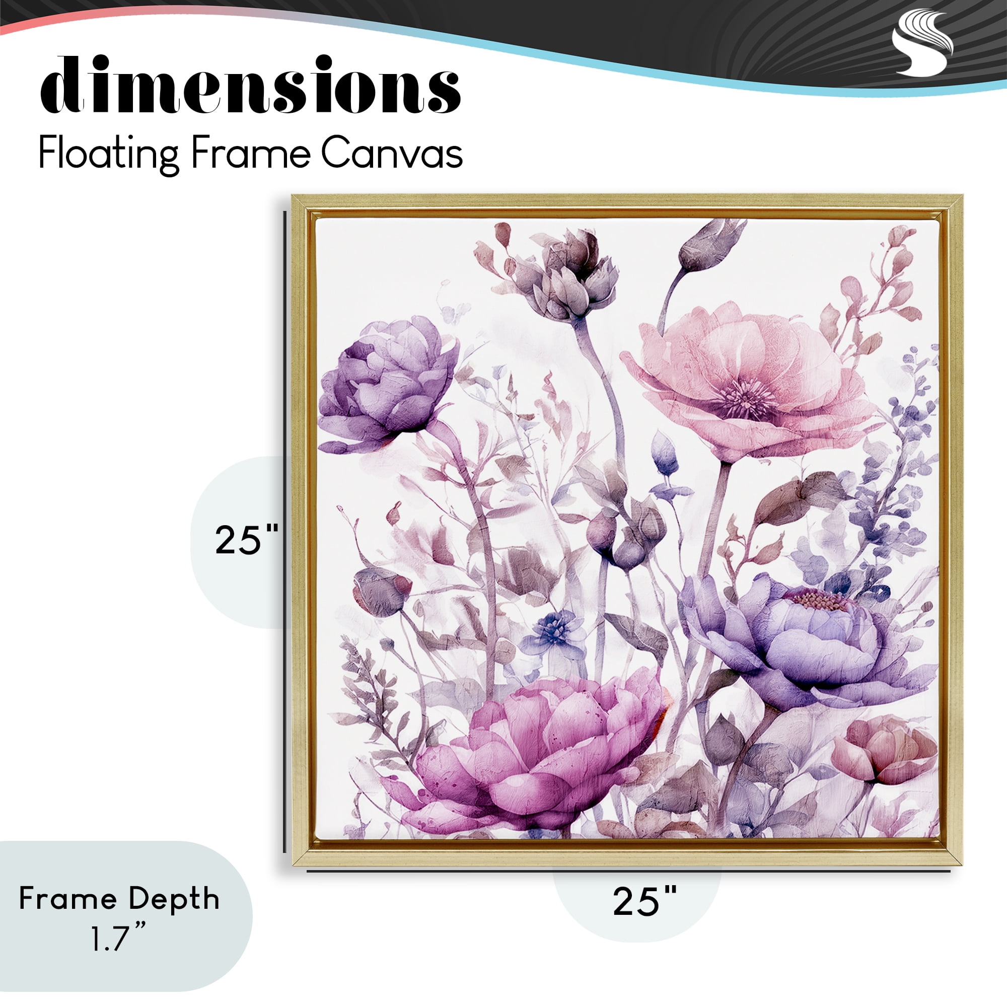 Stupell Industries Purple & Pink Florals Gold Framed Floater Canvas Wall Art, design by Kim Lewis