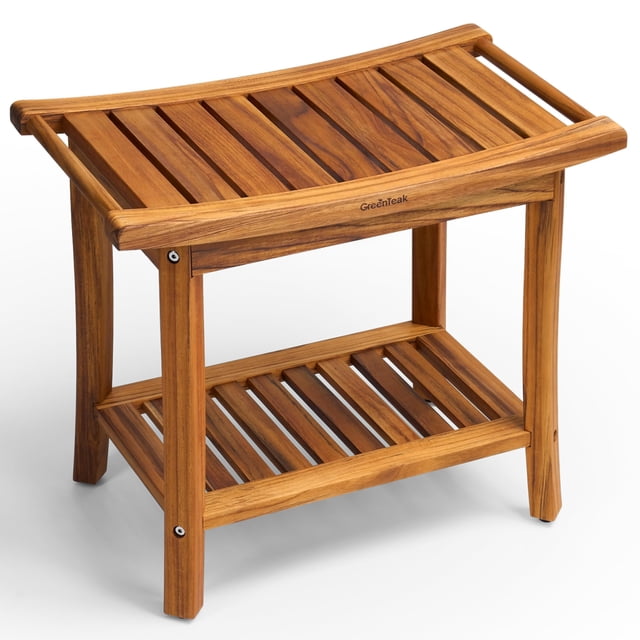 Banco de ducha de teca GREENTEAK Premium 22 con asas, 300 kg