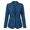 thumbnail image 6 of FAWUUDO Women's Single Breasted Suit Jacket Notched Lapel Long Sleeve Tailored Work Office Blazer Open Front Casual Cardigan Jacket with Flap Pockets Blue, 6 of 7