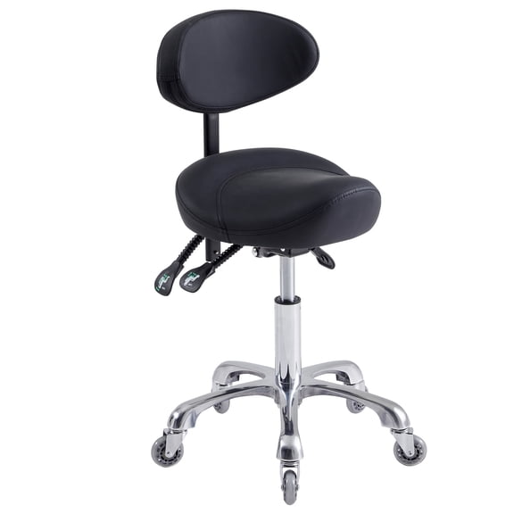 COSVALVE Thickened Saddle Salon Stool with Backrest Hydraulic Rolling Chair Beauty Spa No Noises(Black)