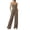 Khaki, variant on Jumpsuit for Women, Strapless Waist Cinching Wide Leg, Double-Strap Sleeveless Top, Ruched Waist, Solid Color