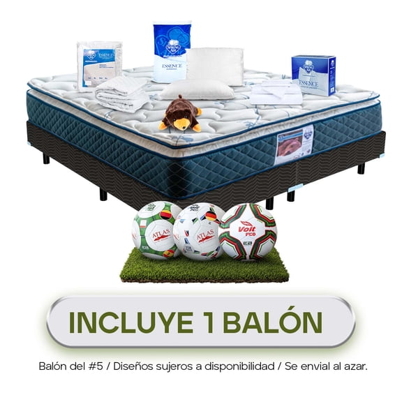 Colchón King Size Spring Air + Box + 2 Almohadas + Cubre Colchón King Size + Juego de Sabanas King Size + Osito Carmín