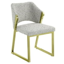 ACME Galdesa 19" Stainless Steel and Sherpa Side Chair in Gold and Beige