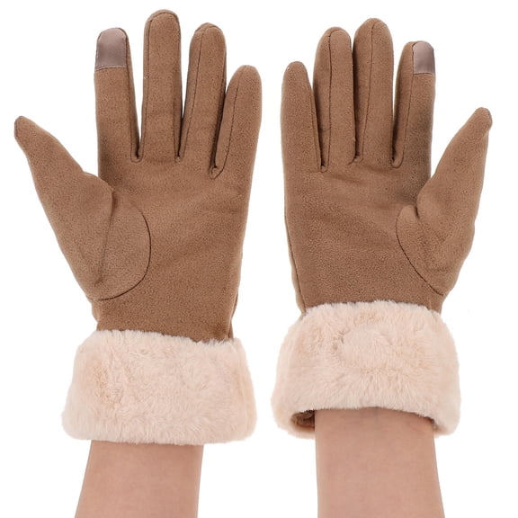 KONTONTY Cold Weather Gloves Women Soft Khaki 1 Pair