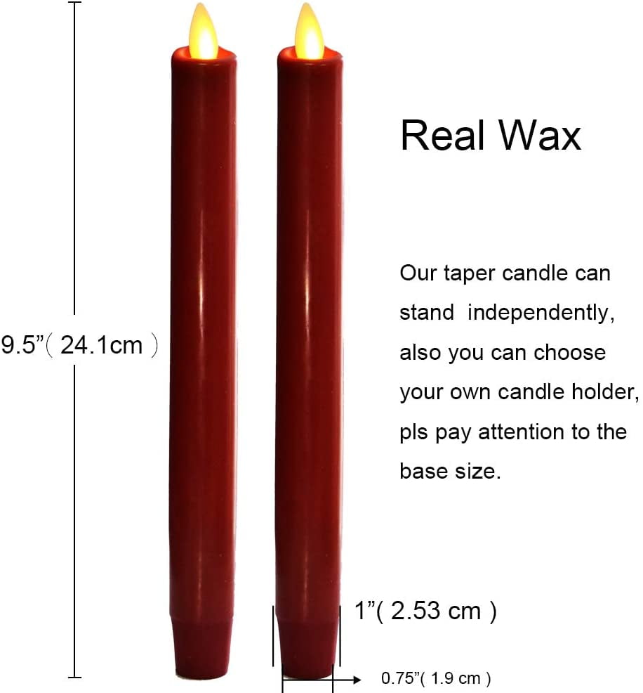 8" Flameless Red Candles, 2-Pack - Remote & Battery O