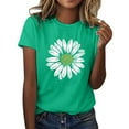 thumbnail image 2 of Hunpta Womens T Shirts Women Sunflower Graphic Crew Neck Summer Tops Loose Short Sleeve Casual Tees Green, 2 of 4