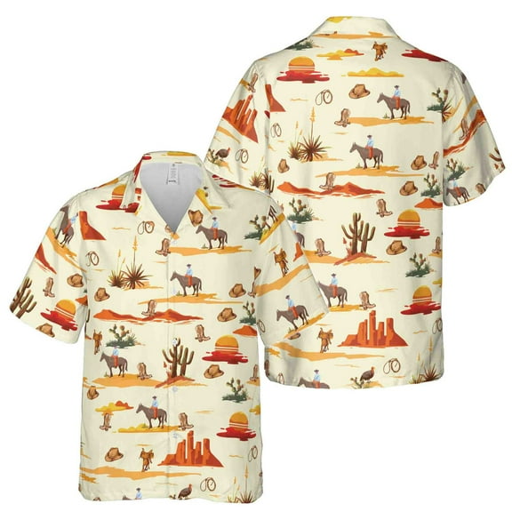 Funny Western Cowboy Texas Cactus Desert Hawaiian Shirt S-5XL