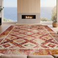 thumbnail image 2 of Design&I 3'x5' Ultra Soft Throw Mat, Boho Throw Vintage Lattice Geometric Border Southwestern Ru Door None Fluffy Washable Easy Care Indoor rug for Bedside Hallway, 2 of 7