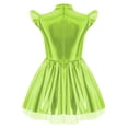 thumbnail image 2 of Oyolan Kids Girls Metallic Twirly Dress Sparkly Shiny Cap Sleeve Alien A Line Swing Dance Midi Dress Green 12, 2 of 5