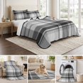thumbnail image 6 of 3 Pieces Queen Quilt Set,Minimalist Black White Grey Plaid Soft Bedding Sets with 1 Quilt & 2 Pillow Shams,Neutral Tartan Checkered Summer Bedspread Lightweight Coverlet Comforter for All Season, 6 of 9