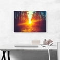 thumbnail image 2 of ARTCANVAS Sun Bloom Between Two Walls of Trees Forest Canvas Art Print - Size: 26" x 18" (0.75" Deep), 2 of 9