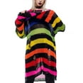 thumbnail image 3 of Franhais Women Hollow Out Shirt, Long Sleeve Round Neck Striped Cutout Knitting Casual Party Fall Spring Tops, 3 of 9