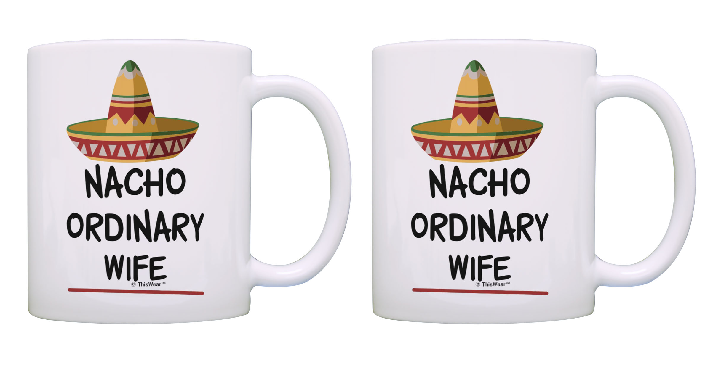 ThisWear Valentines Day Gifts for Men Nacho Ordinary Wife Cup Pun Mug 11  ounce 2 Pack Coffee Mugs Multi 