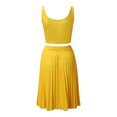 thumbnail image 4 of Gibobby Vestido de gasa de verano para mujer Mujeres Sólido Sin mangas Casual Sexy Falda plisada Chaleco Conjunto de falda Conjunto de dos piezas(Amarillo,XL), 4 of 5