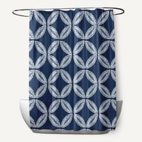 Simply Daisy 70" W x 73" H Tidepool Geometric Print Polyester Shower Curtain, Navy
