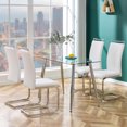 thumbnail image 2 of Modern Dining Chairs, PU Faux Leather High Back Upholstered Side Chair transverse stripe backrest design for Dining Room Kitchen Vanity Patio Club Guest Office Chair (Set of 4) ( White+PU), 2 of 9