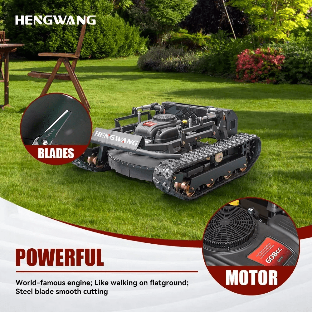 90cm Robotic Lawn Mowers, 22 Horsepower, With 51 Inch Snow Plow, Detachable  600m Remote Control, Track Off-Road, 65 Degree Climbing Angle