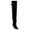 Black, variant on FSJ Women Chic Thigh High Boots Double Buckle Pointed Toe Side Half Zipeer Kitten Heel Over The Knee Boots Size 8 Black