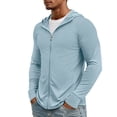 thumbnail image 4 of Hearthz Men UPF 50+ UV Protection Jackets Full Zip Sun Protection Quick Dry Long Sleeve Sun Protection Fishing Shirts Zip Pockets Blue L, 4 of 9