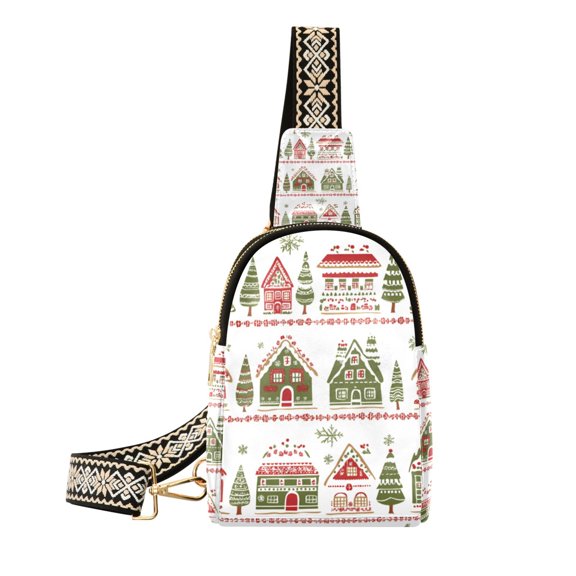 FORMRS Womens Crossbody Sling Bag Travel Daypack Shoulder Chest Backpack, Red Christmas House