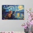 thumbnail image 3 of AIOE Van Gogh Starry Night With Cartoon Cats Canvas Wall Art Night Starry Pictures Paintings Wall Decor, Animal Cats Artworks for Bedroom Living Room Wall Decor Frame: 12x8in, 3 of 7