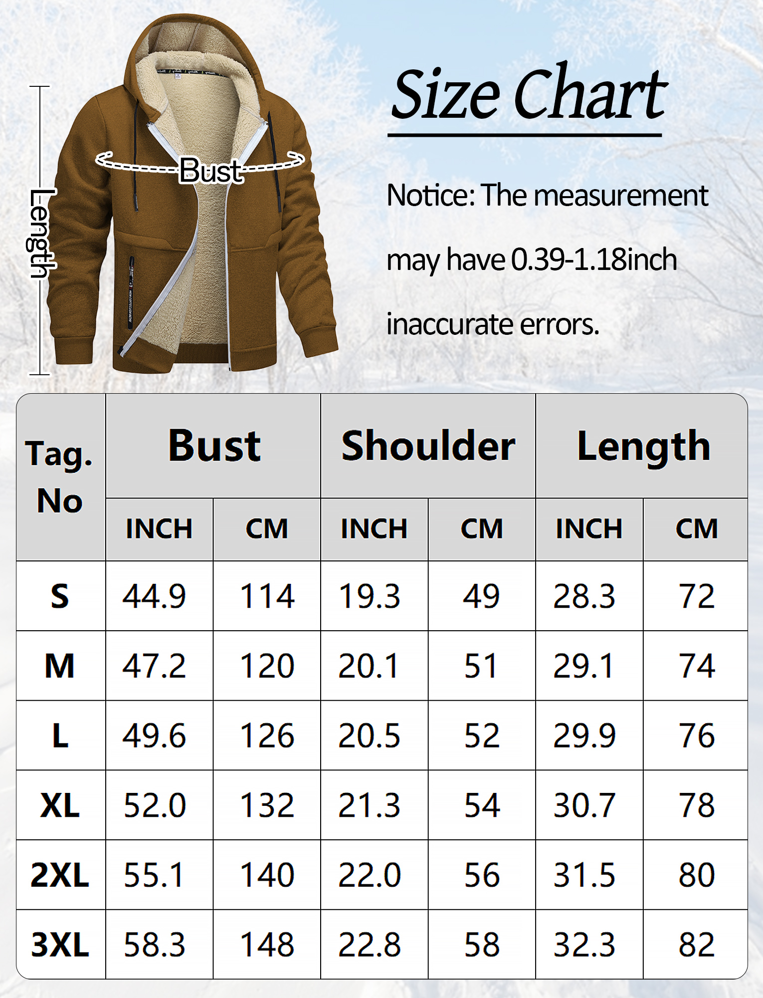 FEOYA Sherpa Lined Hoodies for Men Heavyweight Fleece Jackets Thermal Thick Coat Softshell Outwear Warm winter Sweatshirt with Pockets 2XL Brown