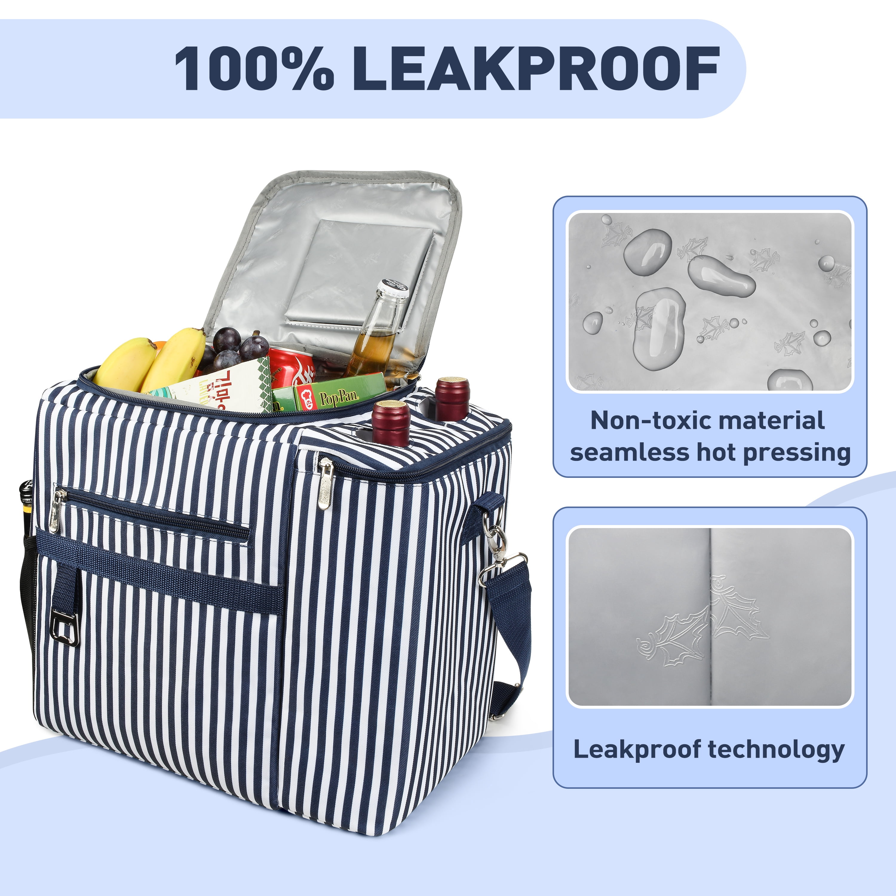 Tirrinia Large Insulated Cooler Bag - Leakproof Cooling Carrier, 20 L Travel, Food Containers