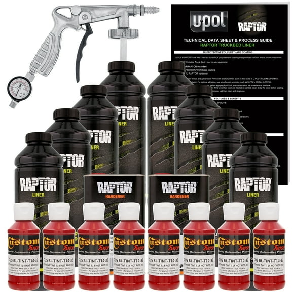 Raptor Hot Rod Red Urethane Spray-On Truck Bed Liner Spray Gun, 8 Liters