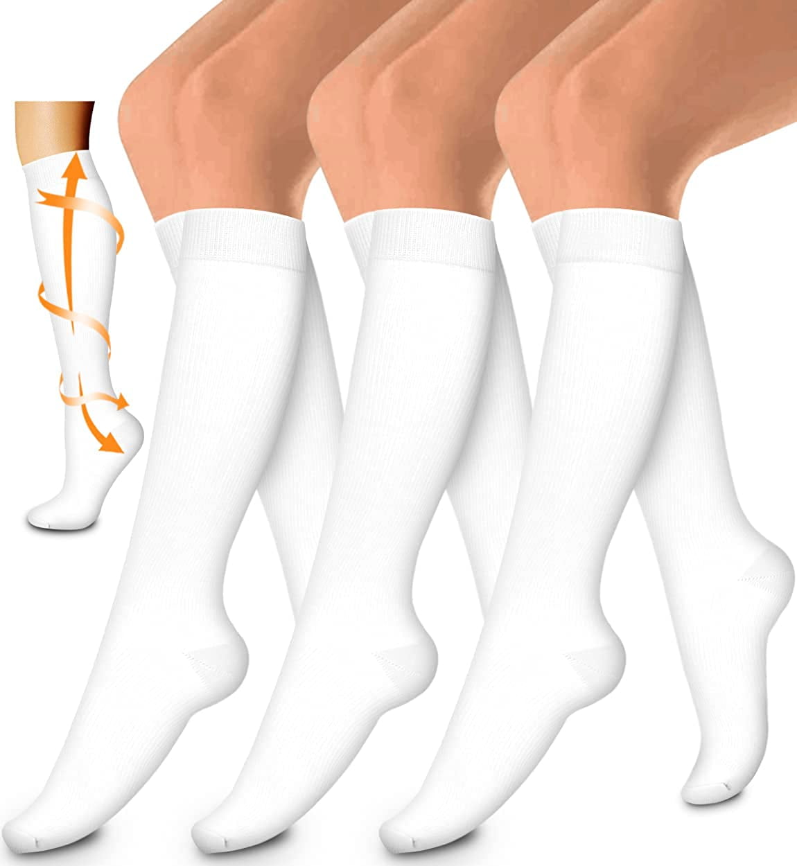3 Pack Medical Compression Sock For Women and Men Circulation Best for Running