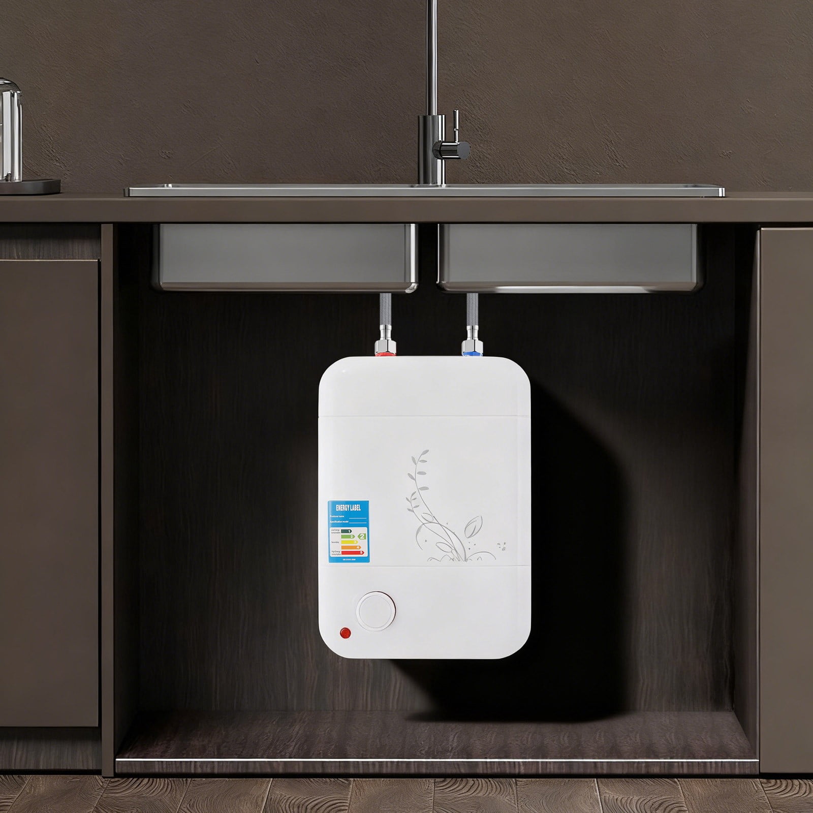 9.25*9.25*13.78in Rectangular Electric Tank Instant Water Heater Hot Shower Kitchen Heater 7L 110V 1500W