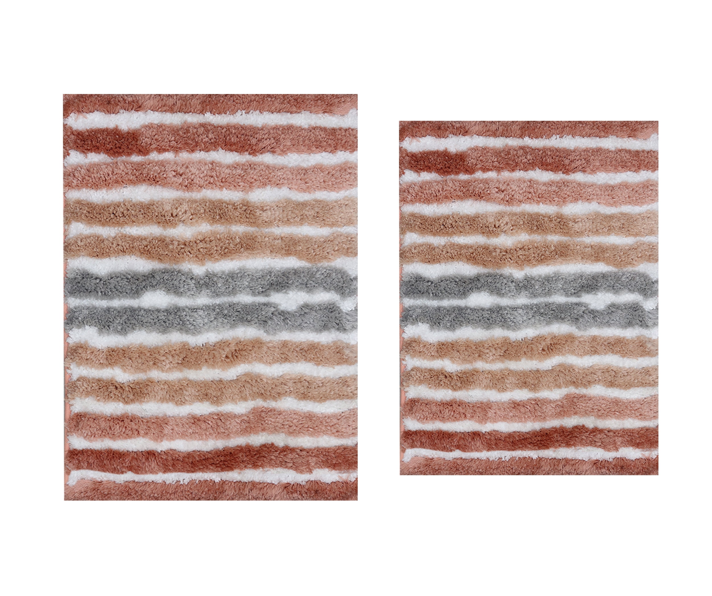 Bathroom Rugs Set of 2, Soft Microfiber Bath Mats, Absorbent & Quick Drying, Non-Slip Rubber Backing, Machine Washable Bathroom Floor Mats for Tub, Shower, Sink – 20x32, 24x40 Coral
