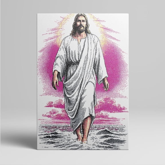 1pc Jesus Walking on Water with a Radiant Aura Canvas Wall Art, framed Decor room hanging Wall Picture Decor for Home Gifts, living room, bathroom, bedroom, kitchen wall art decor canvas wall art