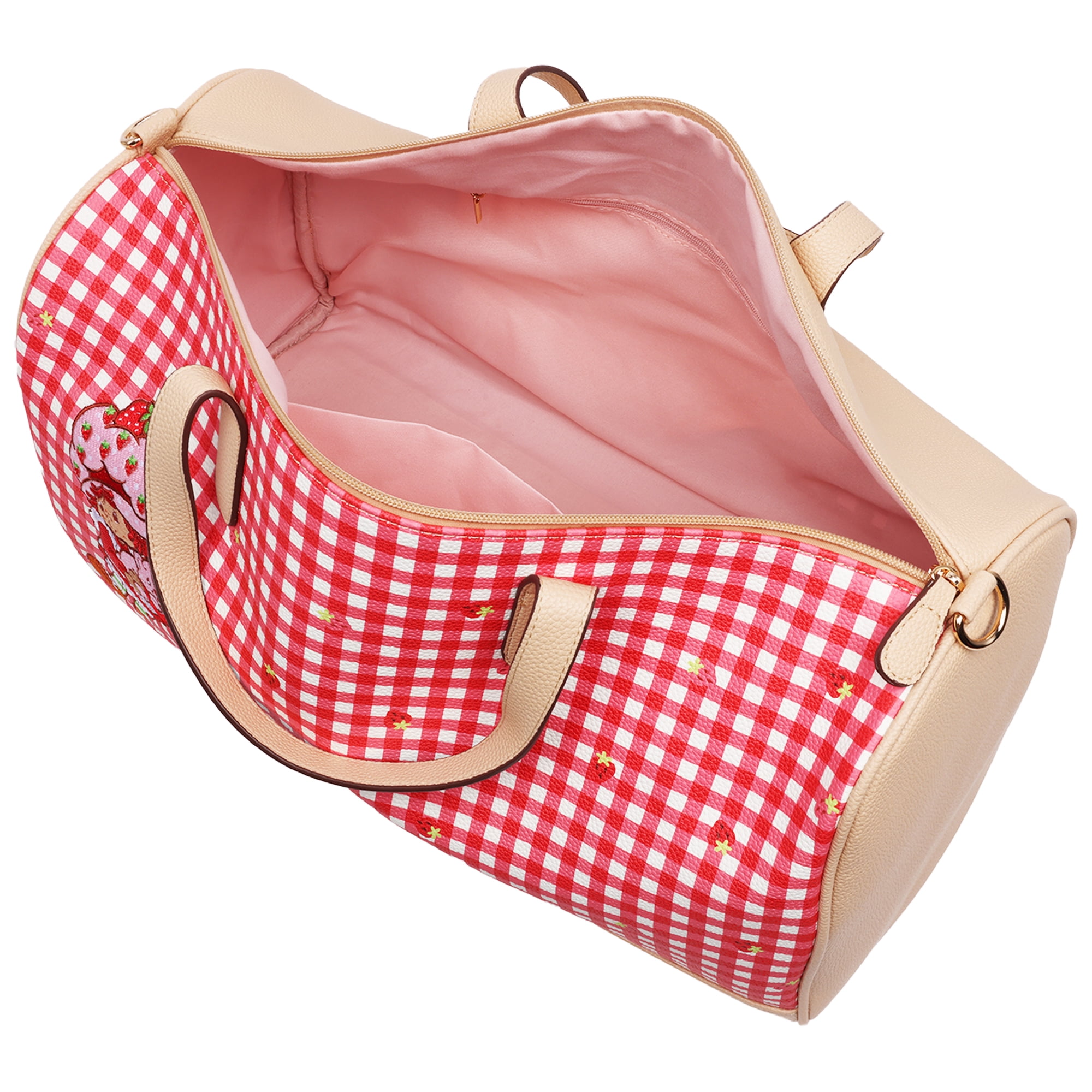 Strawberry Shortcake Weekender Duffel Bag, Vintage Travel Tote for Women, Red Gingham