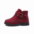 thumbnail image 7 of Girls Winter Ankle Boots, Solid Color Warm Lined Soft Sole Fashion Versatile Outdoor Daily Casual Footwear Wine 13.5, 7 of 7