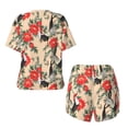 thumbnail image 5 of Lsque Roosters And Peonies Flowers Women's Short-Sleeved Pajama Set - 2 Piece Soft and Lightweight Sleepwear Set-Large, 5 of 9