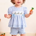 thumbnail image 4 of Toddler Baby Girl Easter Outfit Sets Puff Sleeve Bunny Dress Top and Ruffle Shorts Clothing Sets Kids Easter Wear, 4 of 6